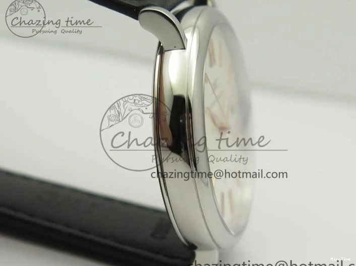 MIROTIME 0309 Portofino Automatic SS FKF 1:1 Best Edition White Dial RG Markers on Black Leather Strap A Stretchable 7141